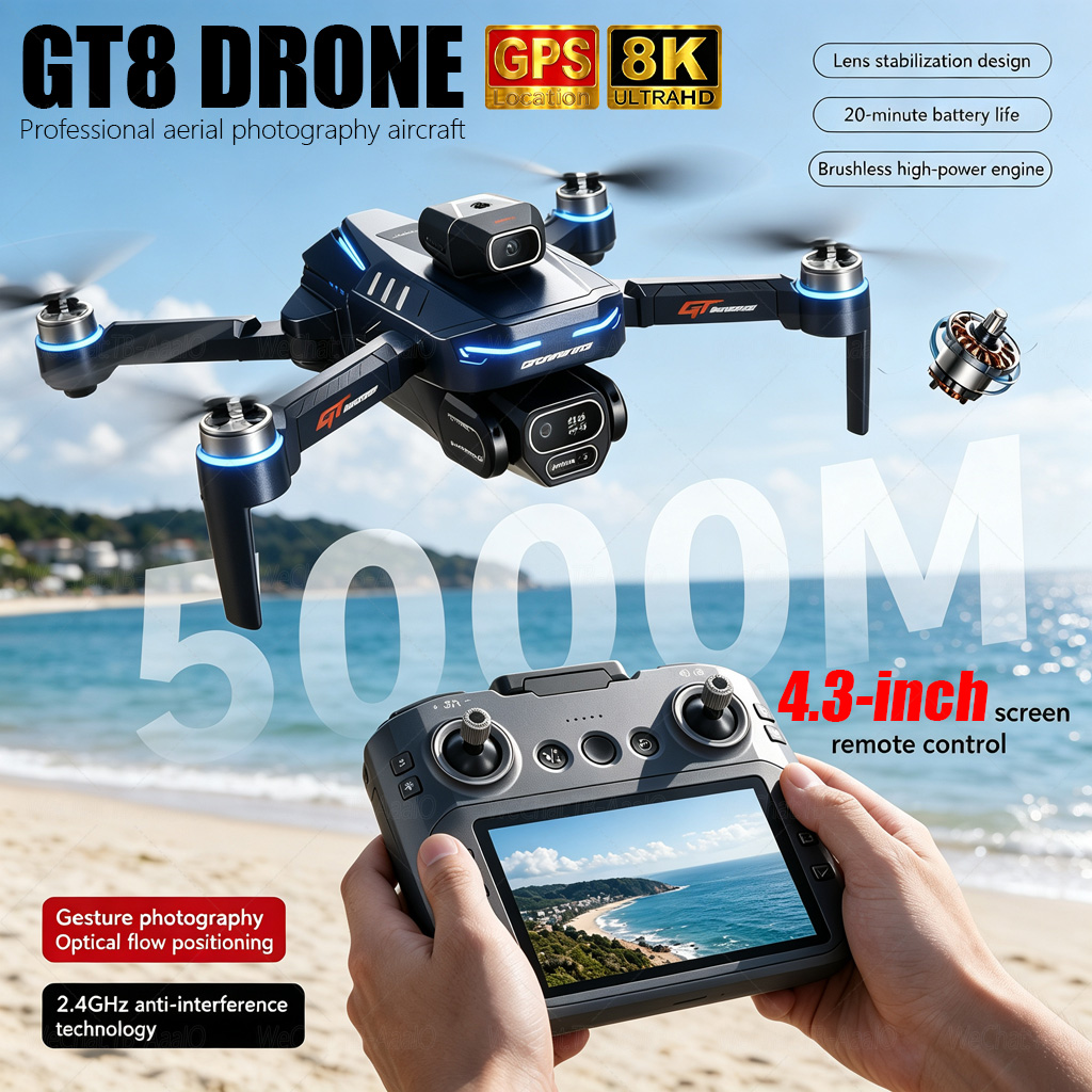 NEW GT8 HD RC Drone 4K Profess - Drone Lidar ulasan dan harga